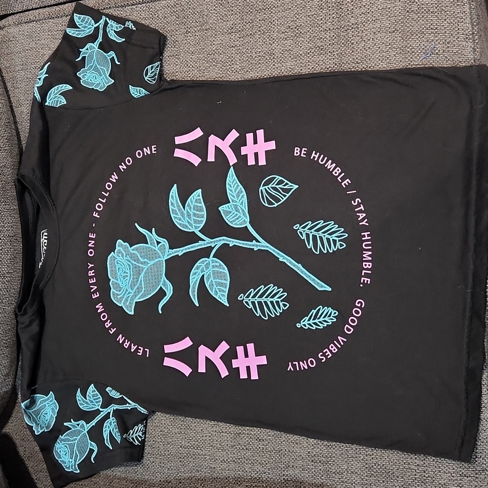 Positive Teal And Pink Rose Shirt